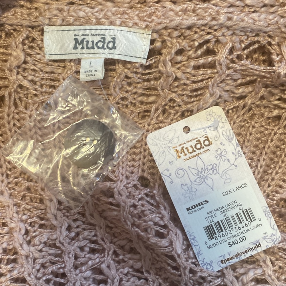 Mudd Tan Brown Button Up Open Knit Style Long Cardigan NWT - Picture 9 of 11
